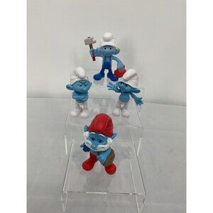 Vintage Peyo Jakks Smurfs Figures Papa Grouchy Happy Smurf Cake Toppers